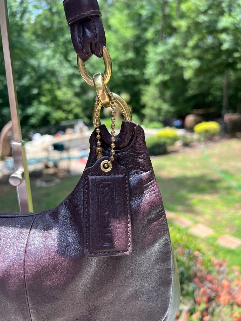 Coach Dark Brown Kristen Leather Hobo with Gold Hardware GUC - Picture 6 of 17